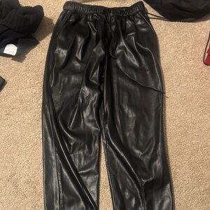 Zara Black Faux Leather Joggers